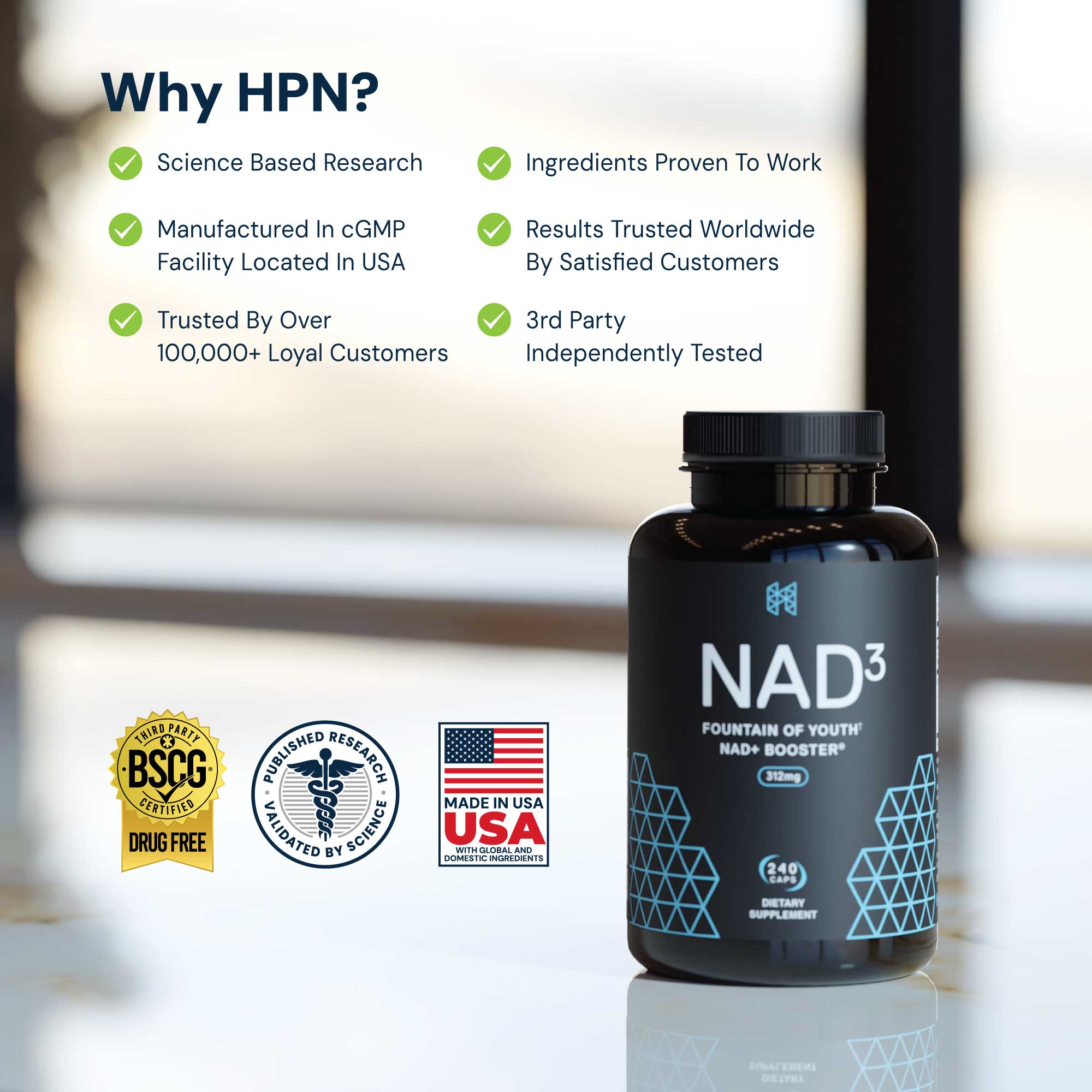 NAD3® 240 • An All Natural NAD+ Booster® Dietary Supplement (4 Month Supply)