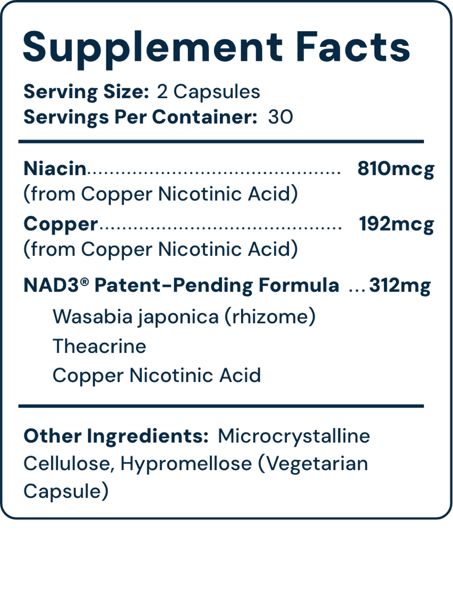 NAD3® Anti-Aging supplement facts